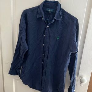 Ralph Lauren Men Button Down, Navy Blue M